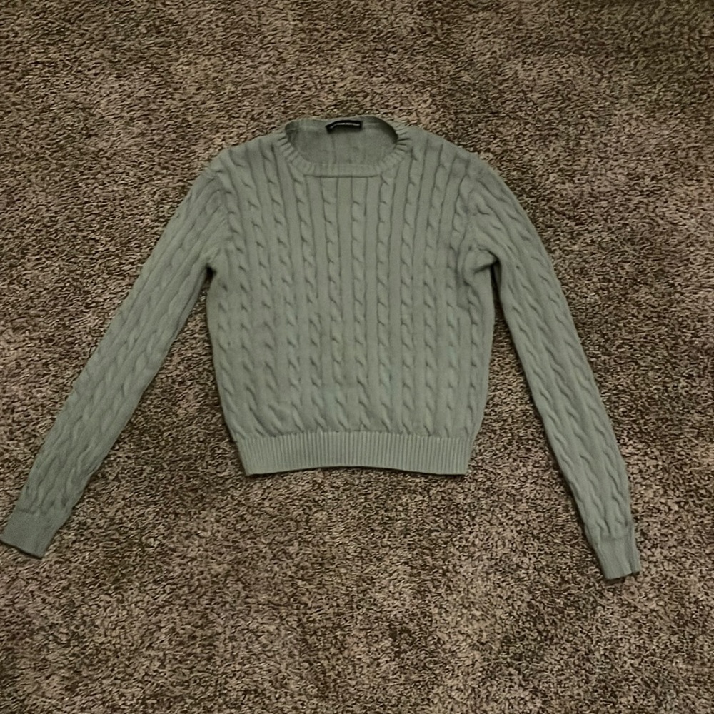Brandy Melville Green Cable-Knit Sweater
